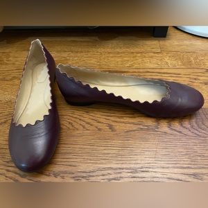 Never worn Chloe ballet flats in burgundy